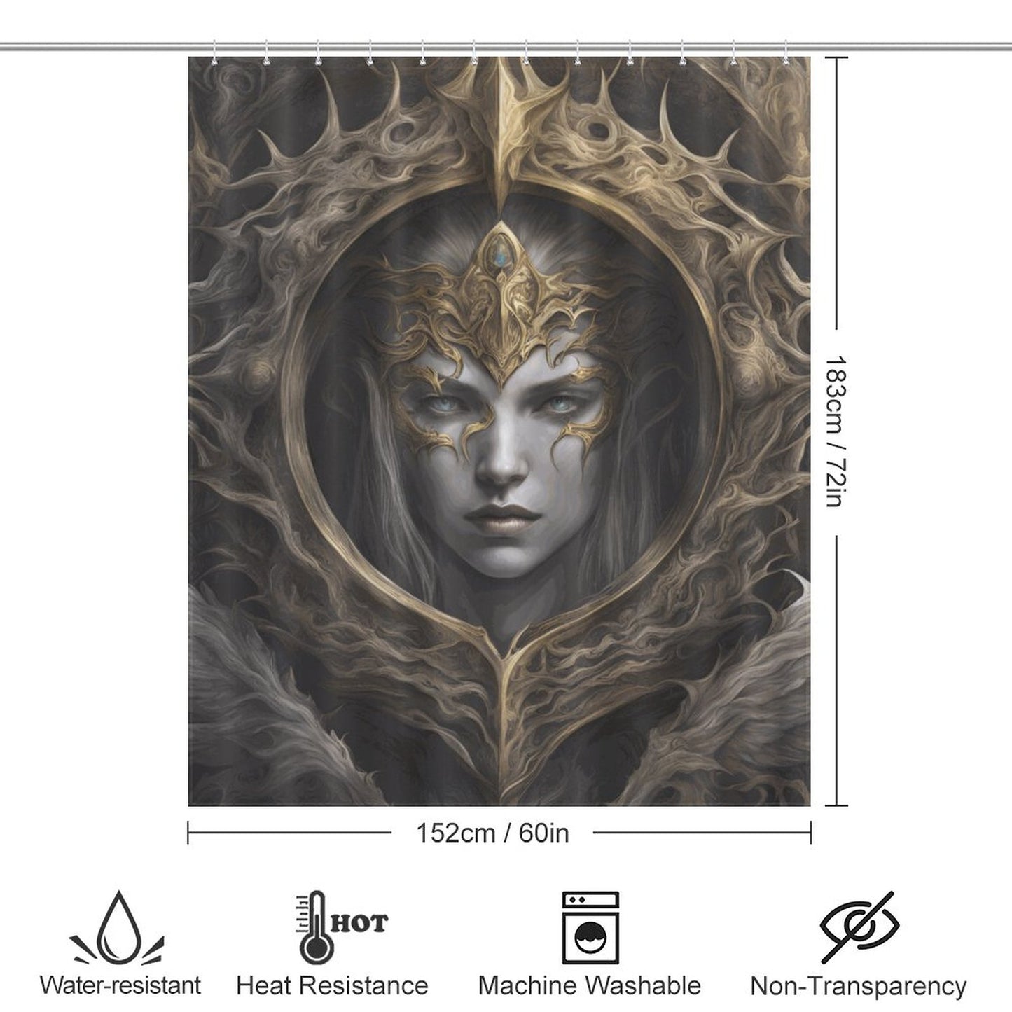 Elden Ring Queen Shower Curtain,witchy stuff winter solstice,moon goddess