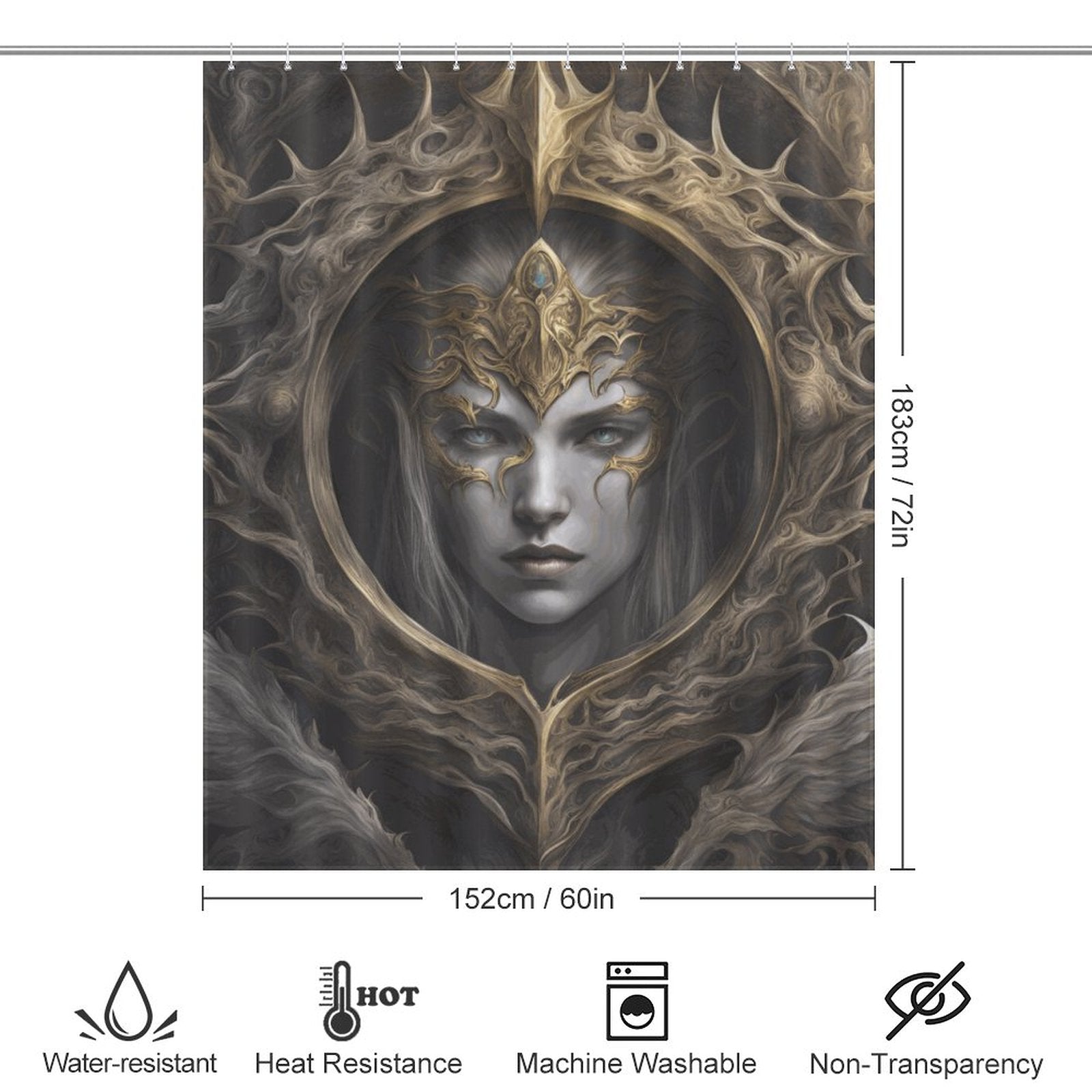 Elden Ring Queen Shower Curtain,witchy stuff winter solstice,moon goddess