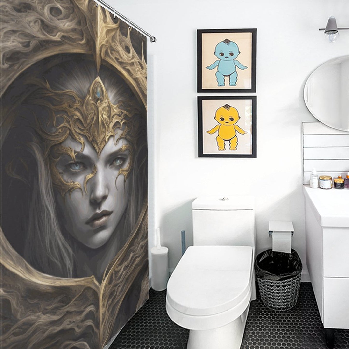 Elden Ring Queen Shower Curtain,witchy stuff winter solstice,moon goddess