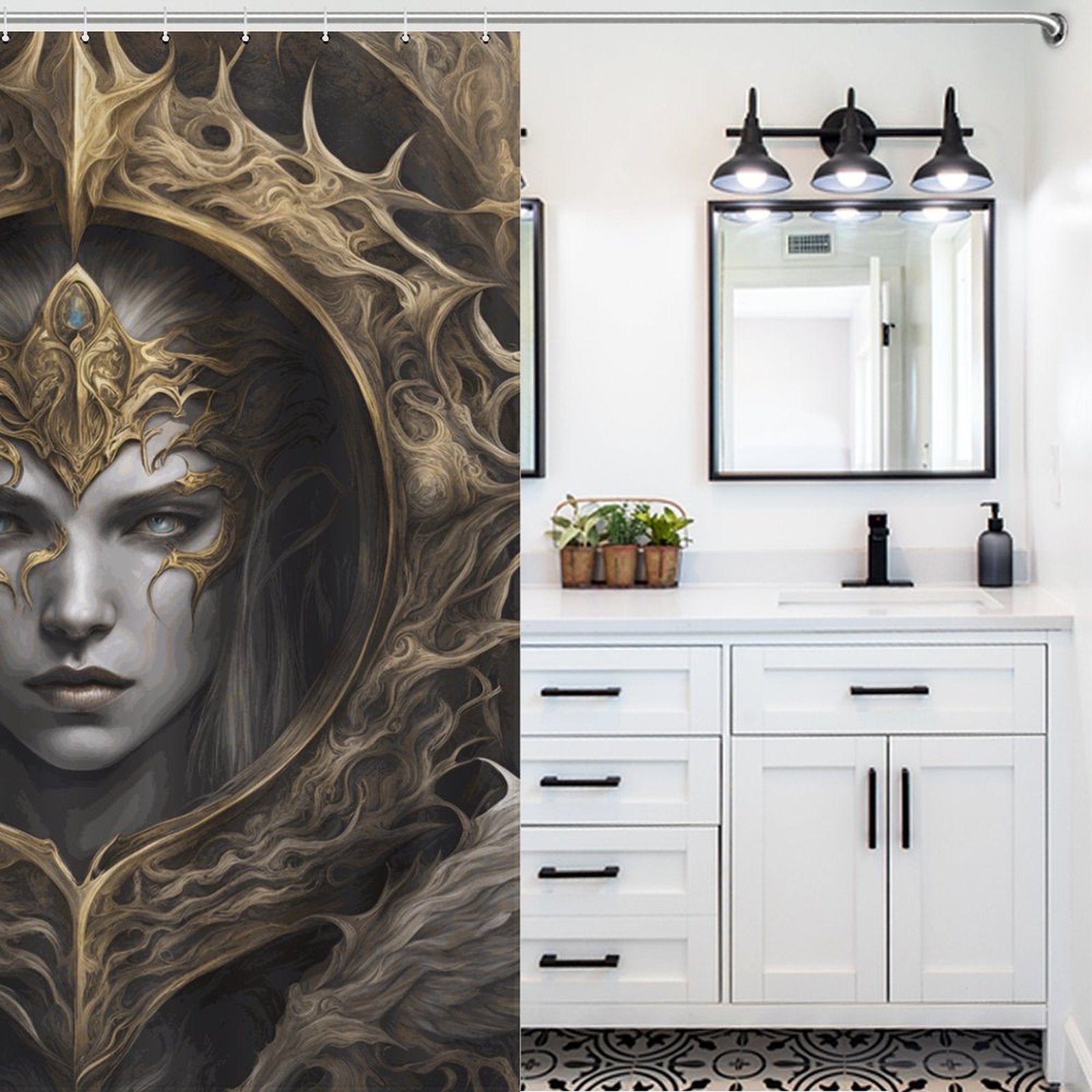 Elden Ring Queen Shower Curtain,witchy stuff winter solstice,moon goddess