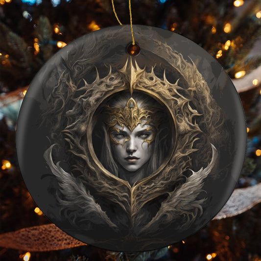 Elden Ring Qween Christmas Ceramic Ornament, Fantasy Elden Ring Queen