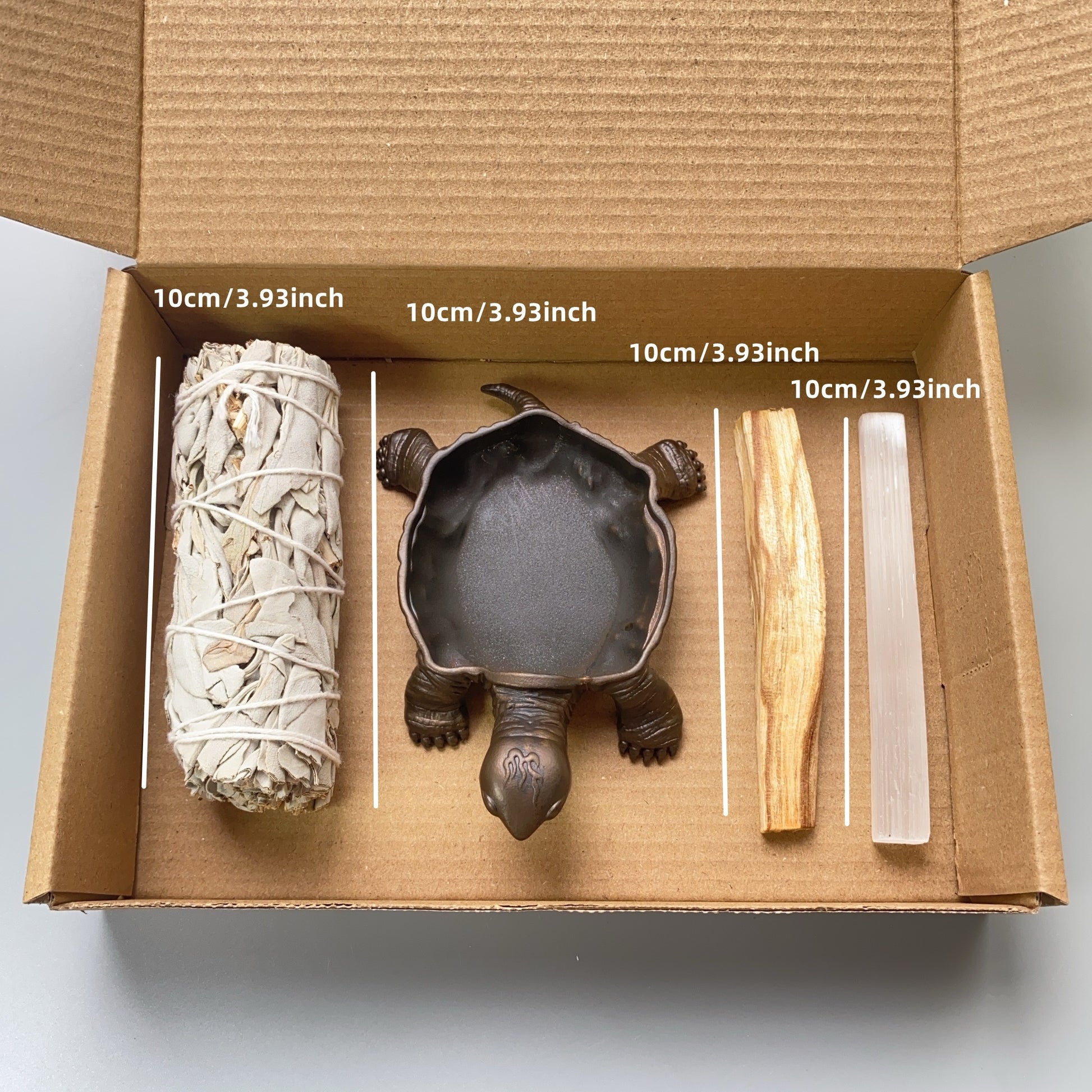 Energy Cleansing Kit: White Sage, Selenite Crystal & Tortoise Burner