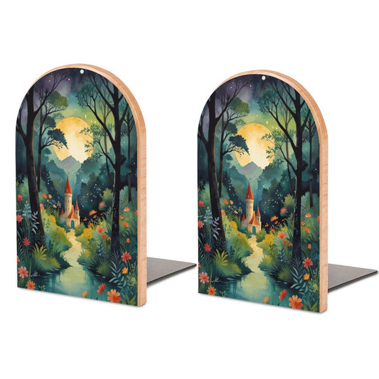 Fairytale Castle Wood Bookends, Cottagecore Decor, Booklovers Fantasy Whimsical Bookends