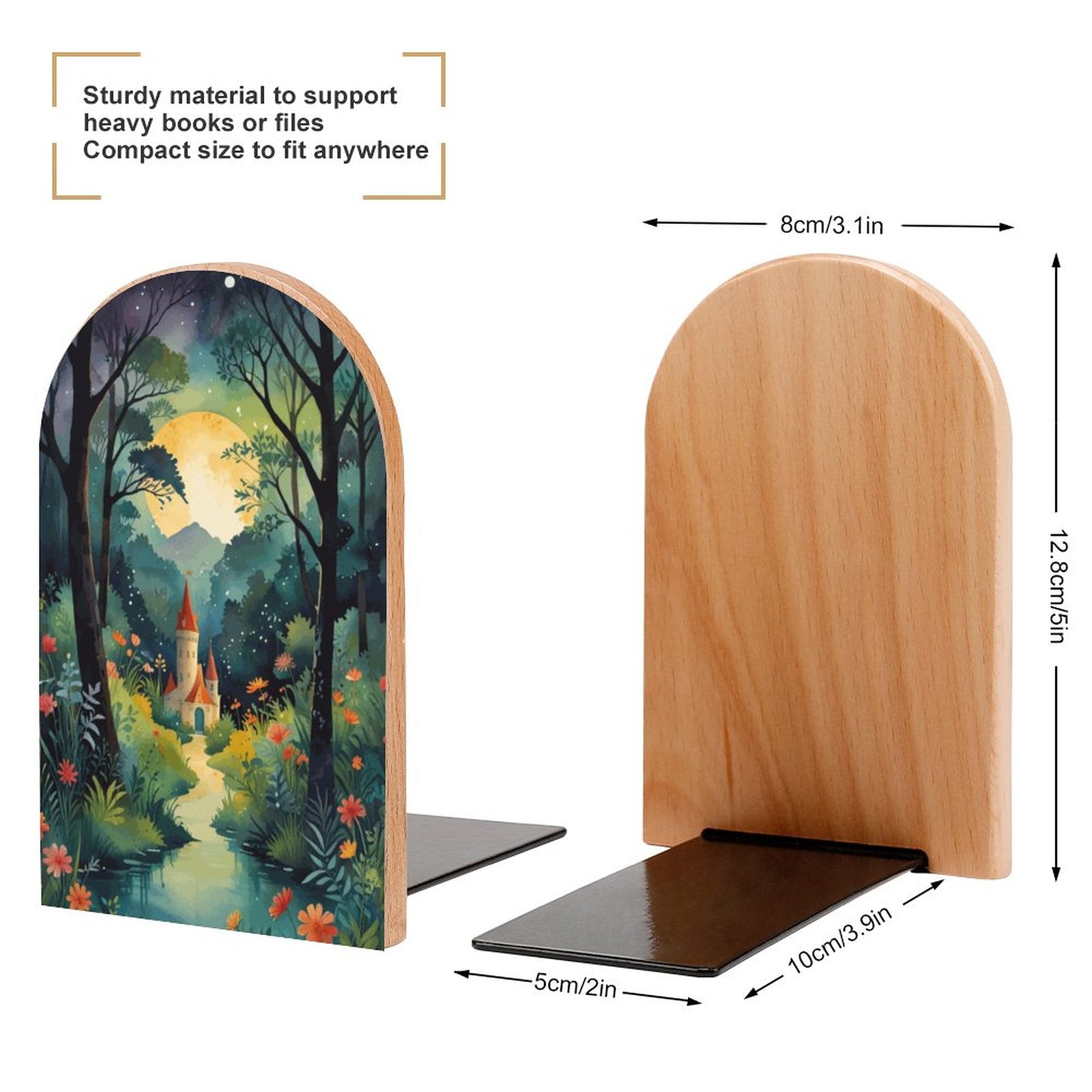 Fairytale Castle Wood Bookends, Cottagecore Decor, Booklovers Fantasy Whimsical Bookends