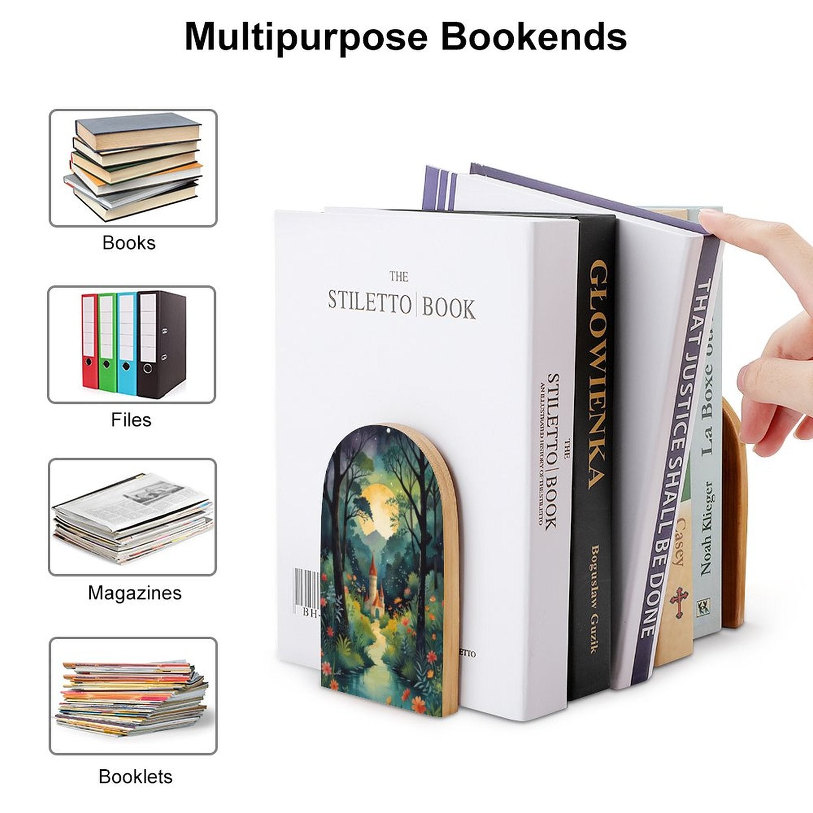 Fairytale Castle Wood Bookends, Cottagecore Decor, Booklovers Fantasy Whimsical Bookends