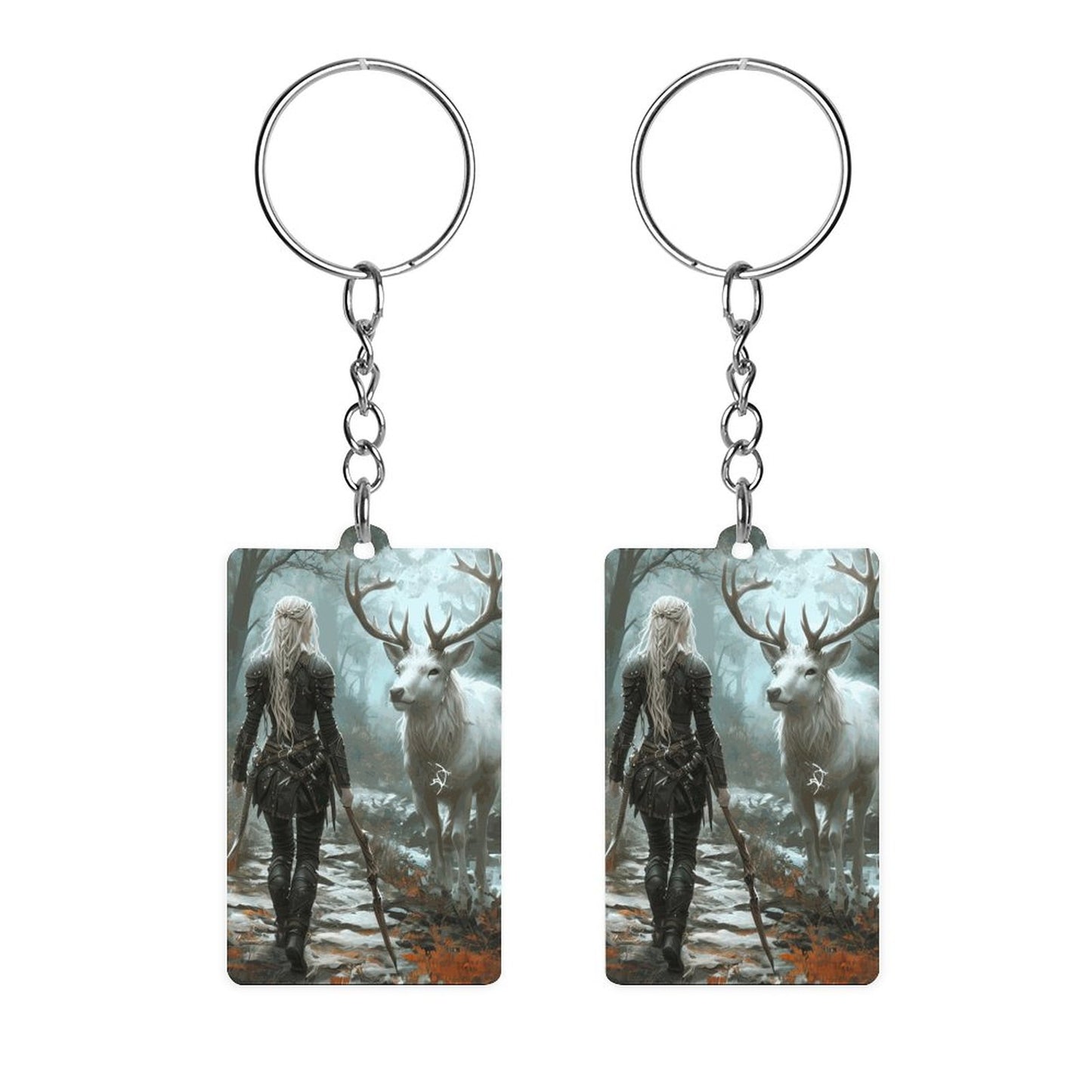 Fantasy Aelin and Stag Acrylic Keychain, Featuring ACOTAR and Aelin themes