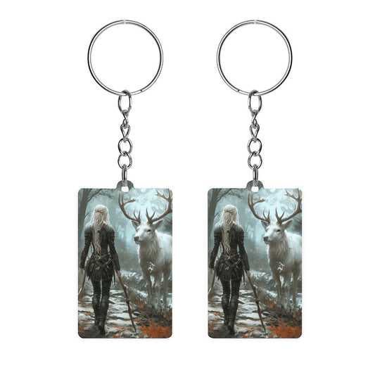 Fantasy Aelin and Stag Acrylic Keychain, Featuring ACOTAR and Aelin themes