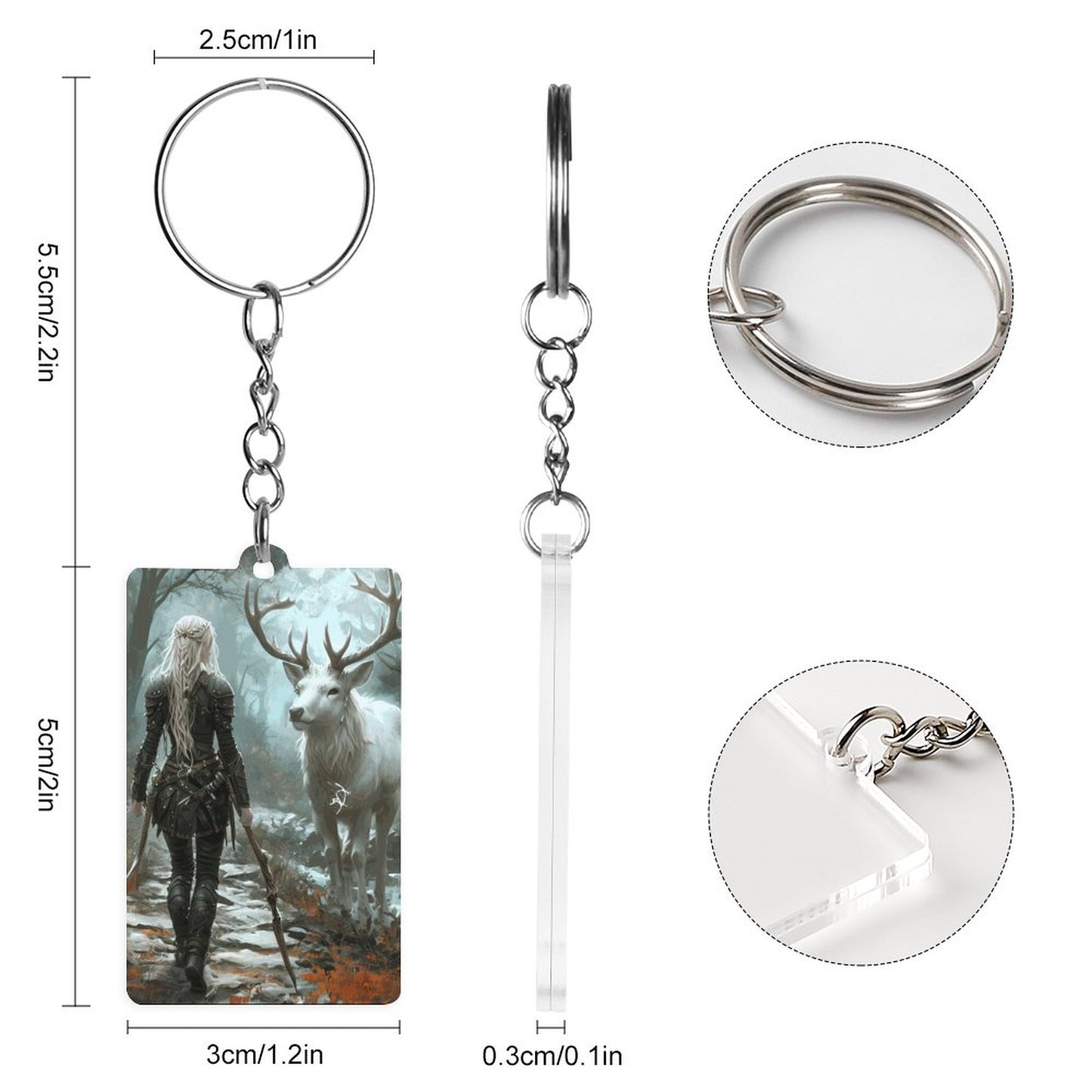Fantasy Aelin and Stag Acrylic Keychain, Featuring ACOTAR and Aelin themes