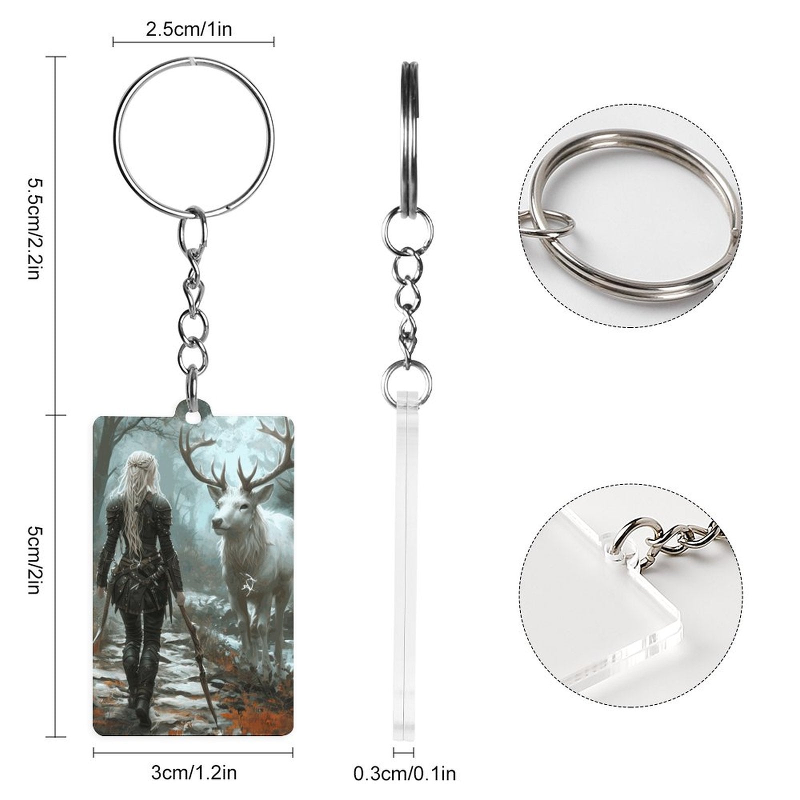 Fantasy Aelin and Stag Acrylic Keychain, Featuring ACOTAR and Aelin themes