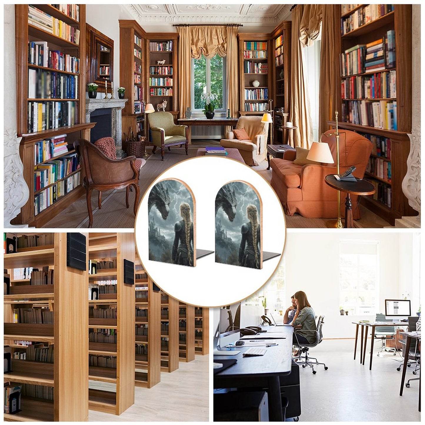Fantasy Bookends Dragon Warrior Scene, Throne Glass Book Lover 