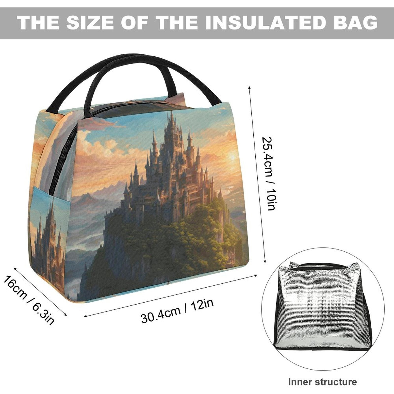 Fantasy Castle Lunch Bag, Gamer gift, Sephiroth, Age of sigmar, Dark Souls