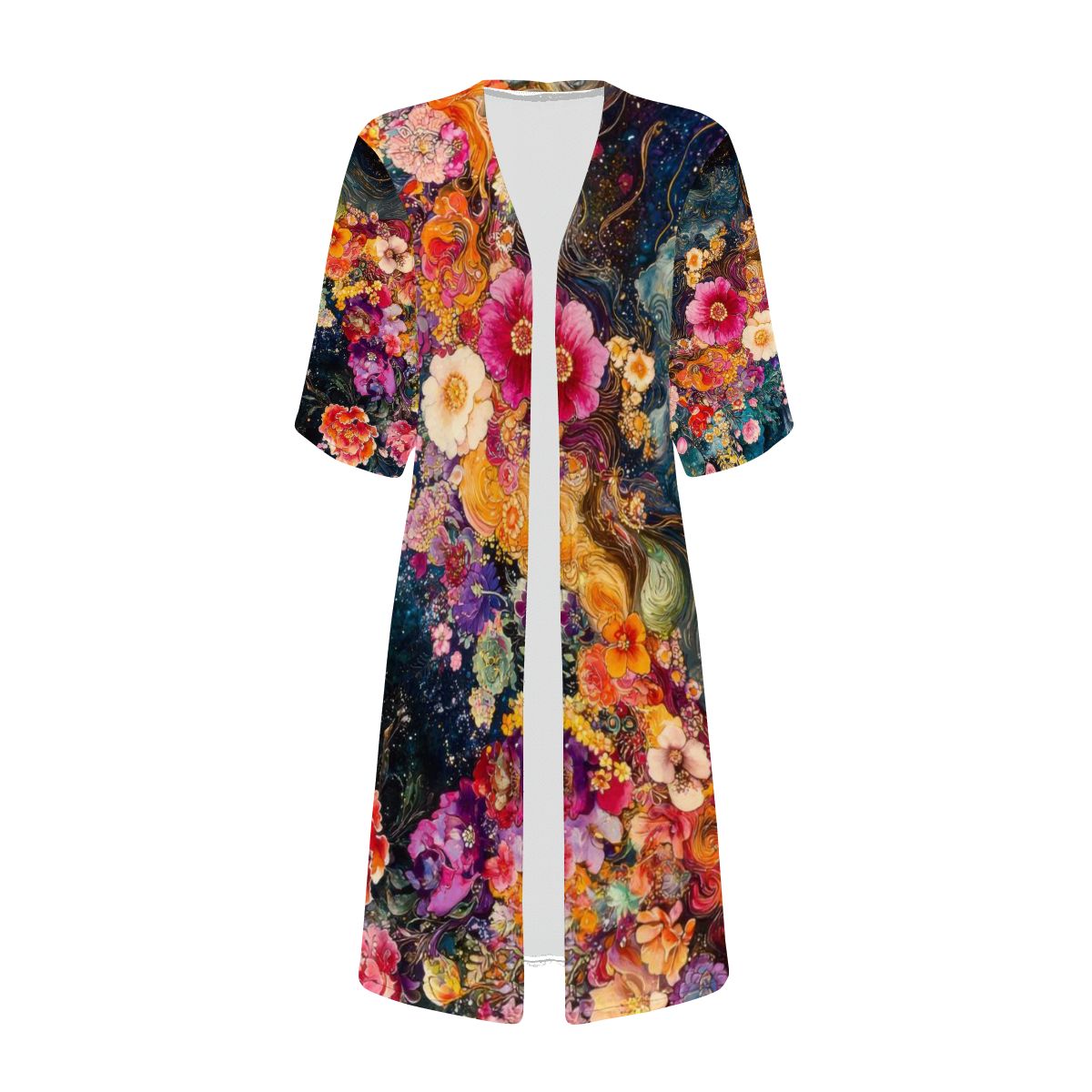 Floral Boho Jumpsuit with Cape: Festival Hippie Outfit