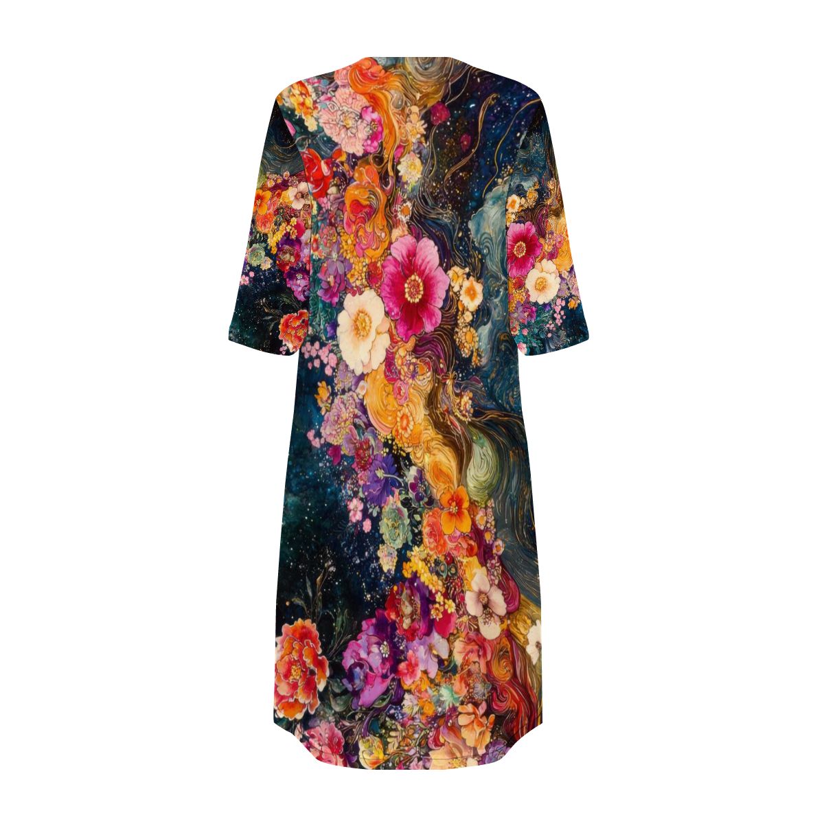 Floral Boho Jumpsuit with Cape: Festival Hippie Outfit