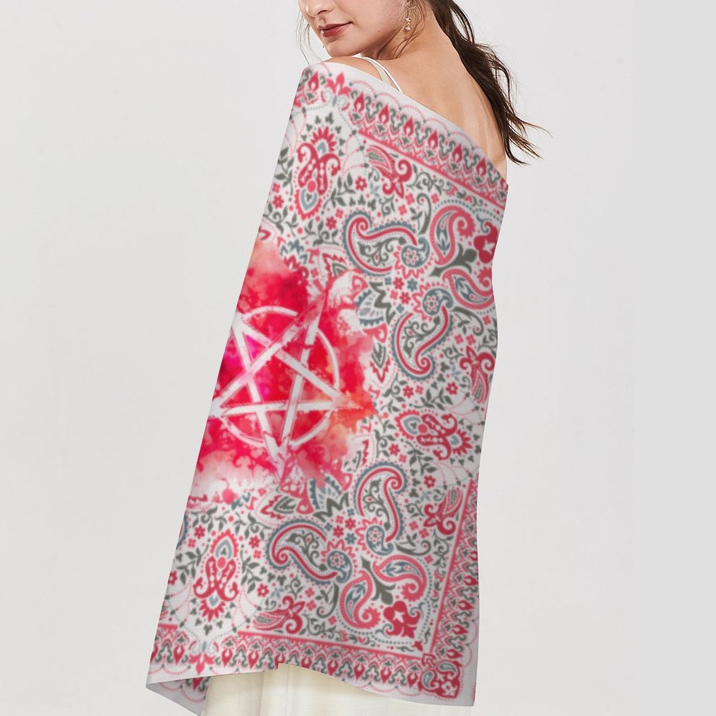 Floral Paisley Pink Pentagram Super Soft Tassel Scarf: the ultimate paisley party for your neck! Witchcore Witchy Stuff for the Holidays!
