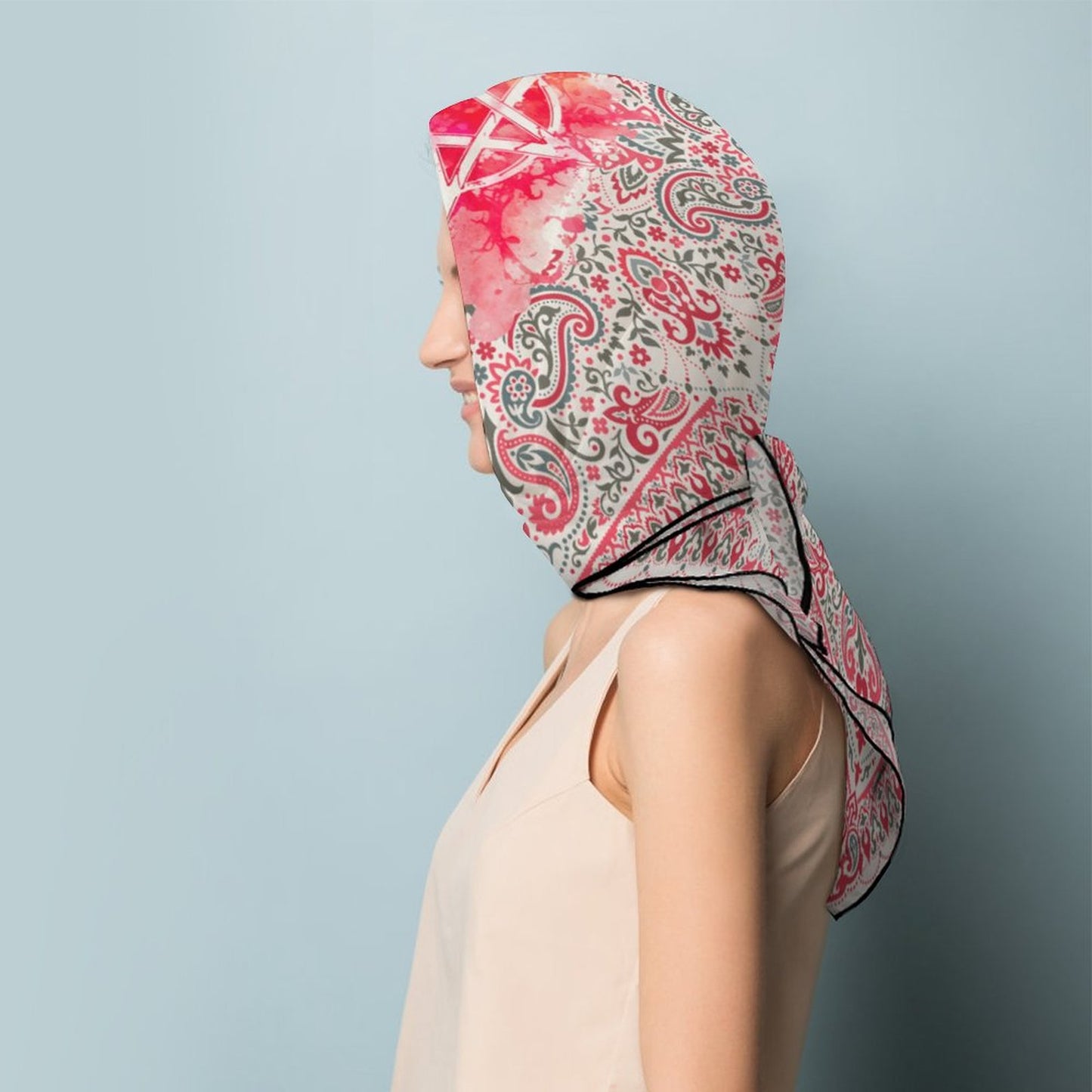 Floral Paisley Pink Pentagram Women's Scarf: the ultimate paisley party for your neck! Witchcore Witchy Stuff for the Holidays! Occult Wrap