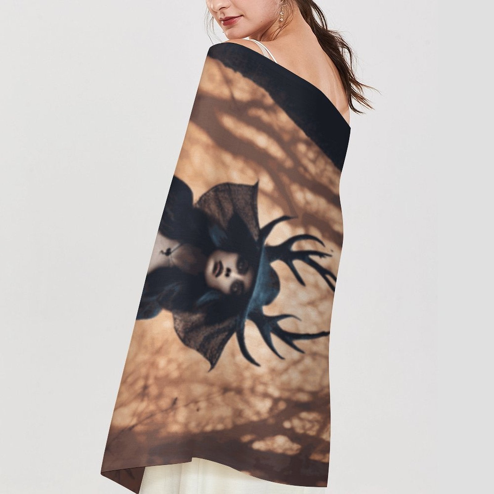 Forest Witch Cashmere-like Tassel Scarf, Witchcraft occult Moon Goddess shawl