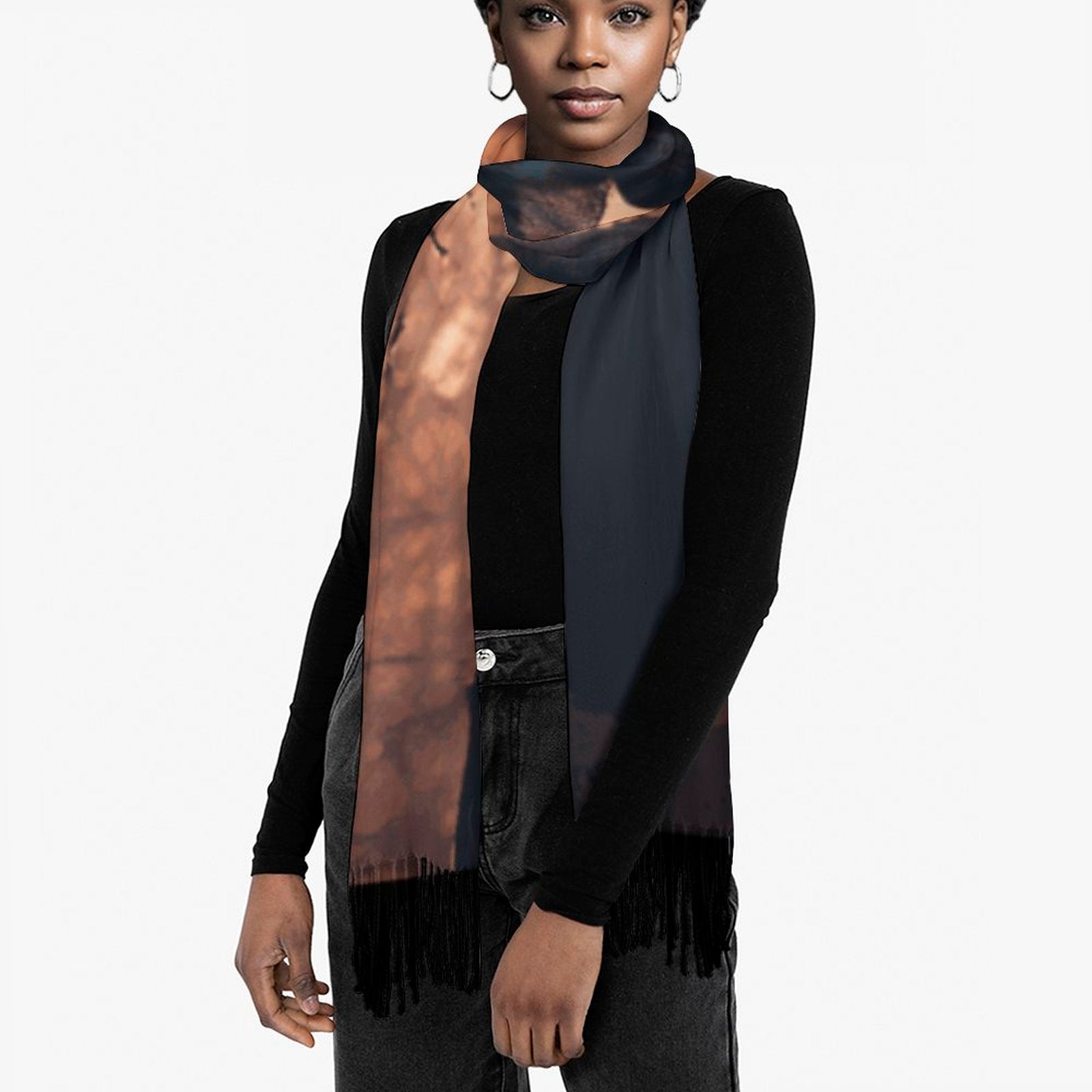 Forest Witch Cashmere-like Tassel Scarf, Witchcraft occult Moon Goddess shawl