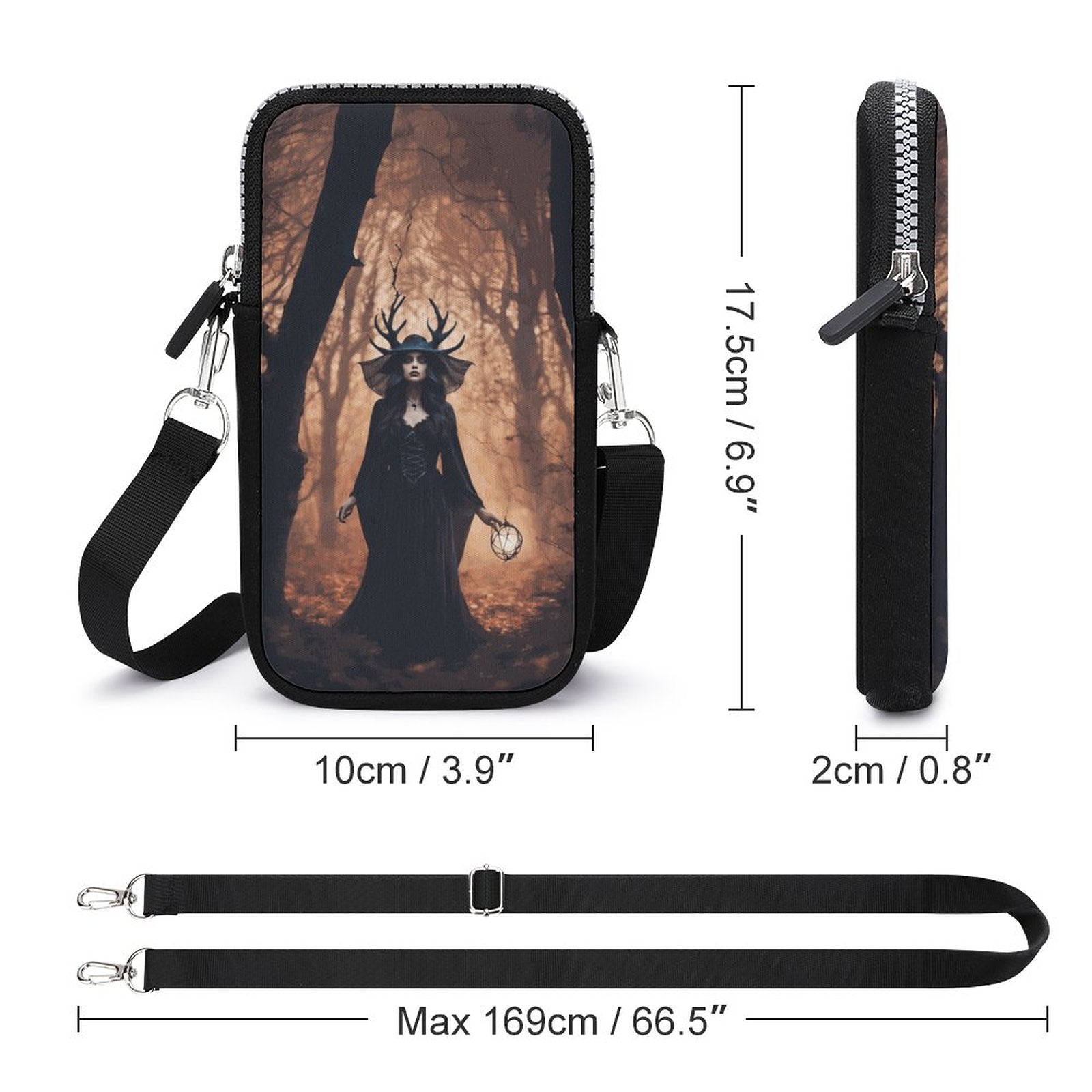 Forest Witch Cell Phone Crossbody Pouch, A Witchcore Accessory Phone Purse