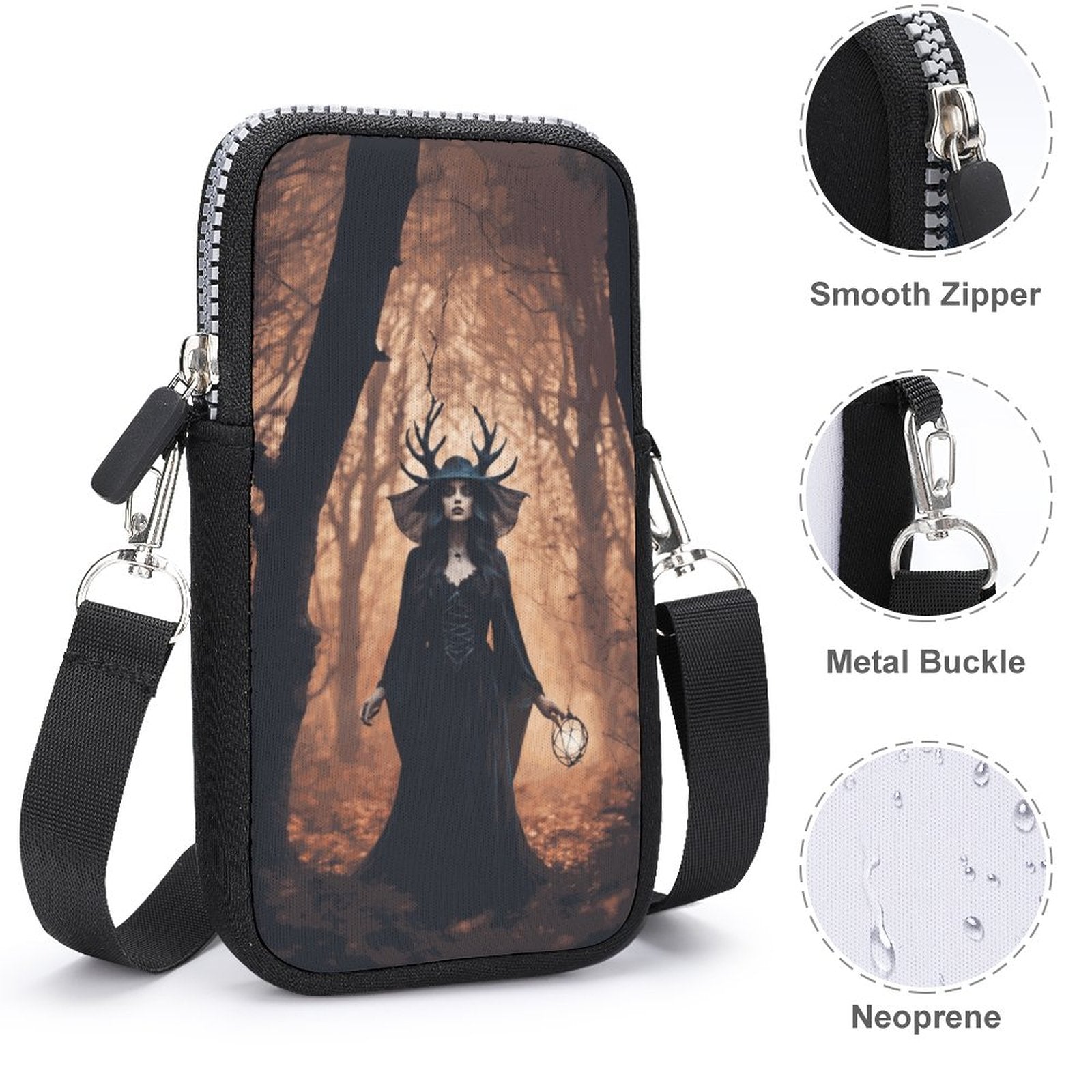 Forest Witch Cell Phone Crossbody Pouch, A Witchcore Accessory Phone Purse