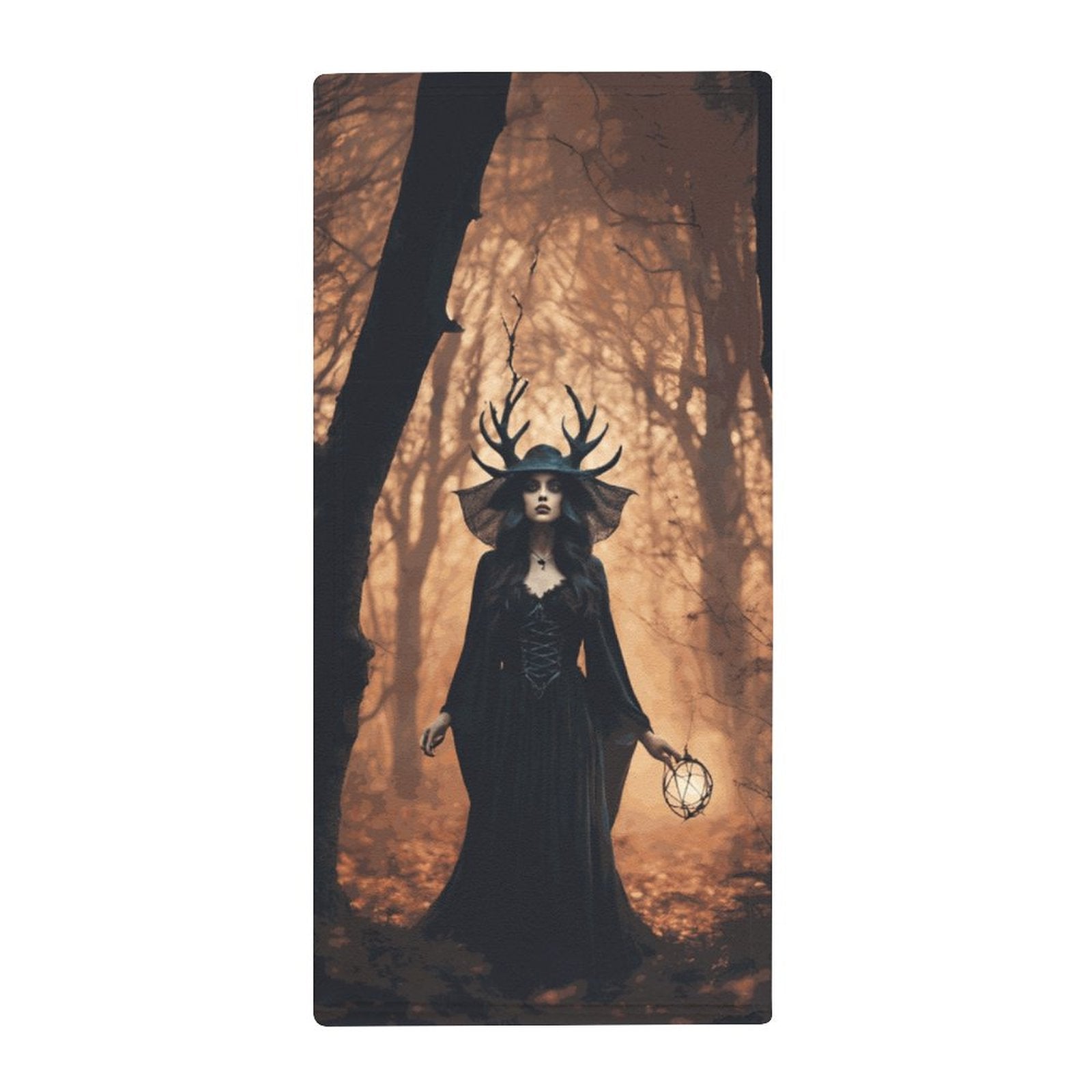 Forest Witch Coral Velvet Towel, Witchy Home, Gothic Mystic Witch Kitchen Towel