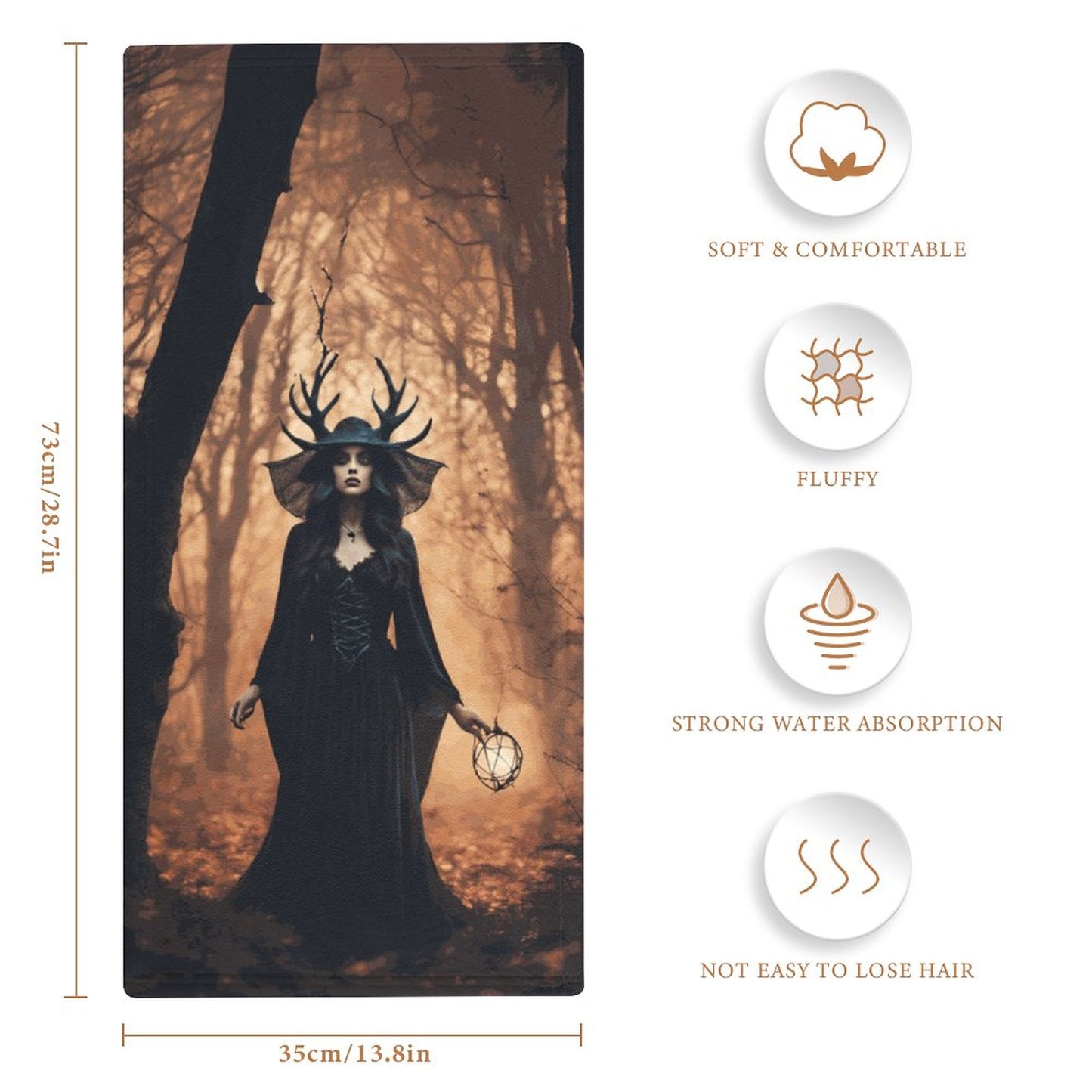 Forest Witch Coral Velvet Towel, Witchy Home, Gothic Mystic Witch Kitchen Towel