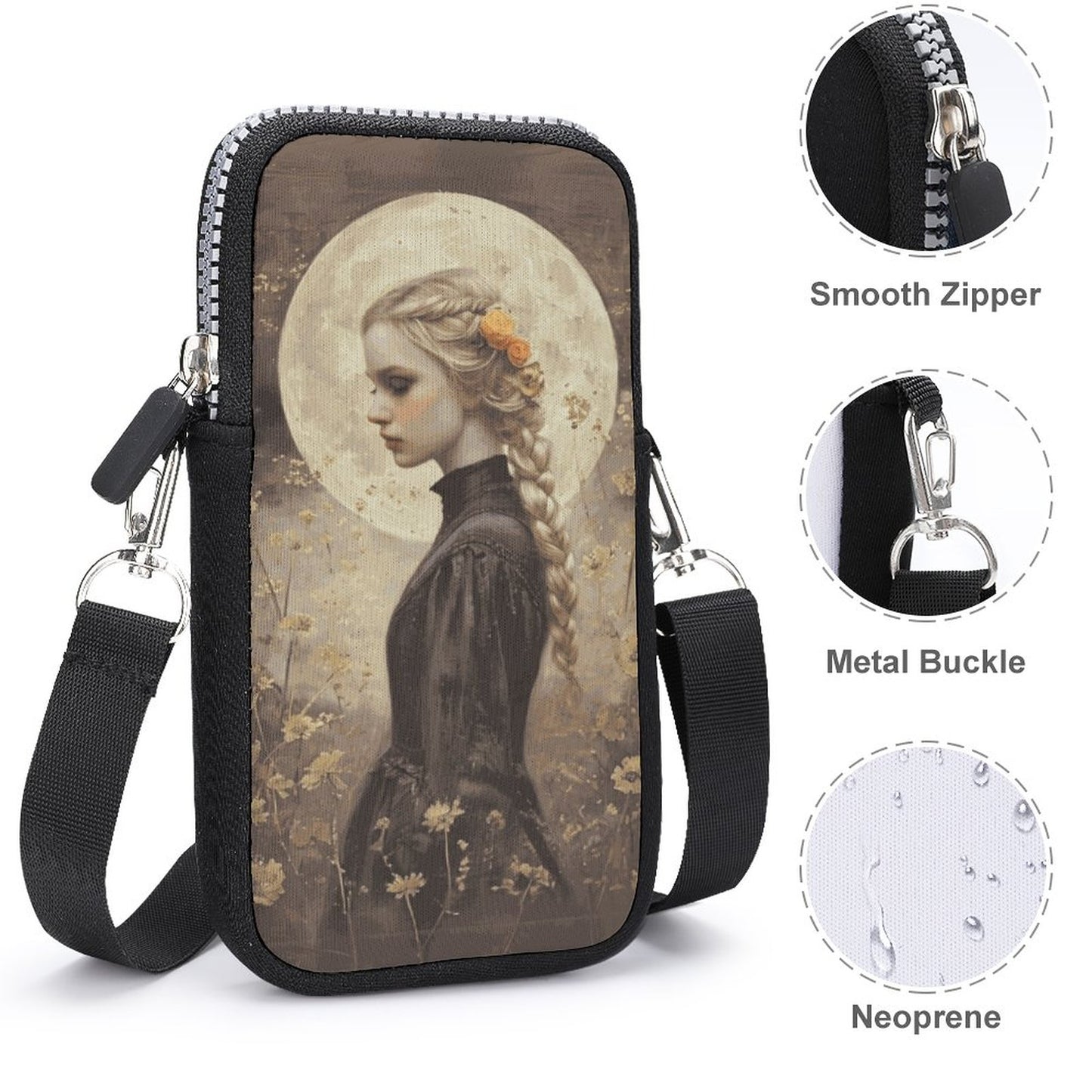 Goddess Freya Neoprene Cell Phone Crossbody Pouch: Norse Mythology