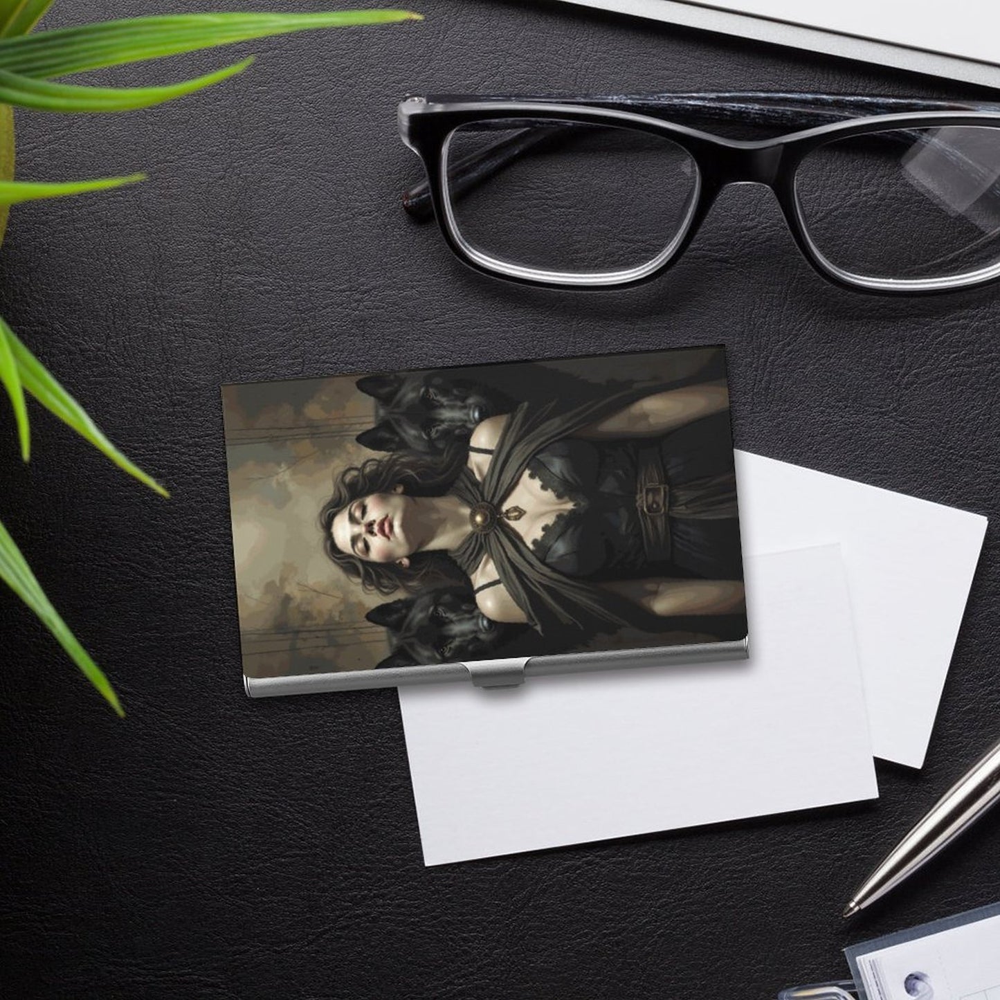 Hecate & Wolves Business Card Holder: Greek Goddess Art, Witchy Gift