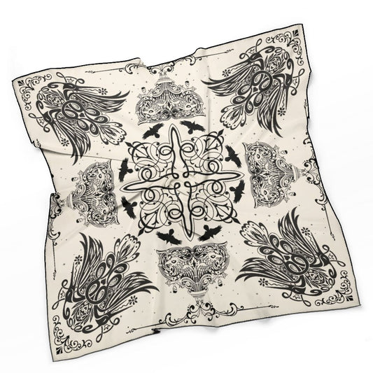 Gothic Crows in Cream Women's Scarf, Goth soft crow sarf
