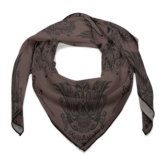 Gothic Crows in French Roast Women's Scarf, Crow printed handkerchief, Raven bandana headscarf Crow lover