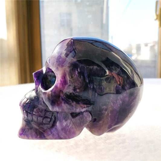 High Quality Natural Brazilian Dream Amethyst Hand-Carved Skull - The Witchy Gypsy