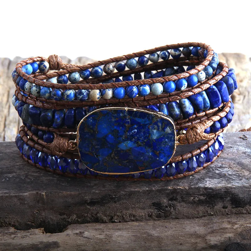 Boho Handmade Mixed Natural Stone Bracelet, Wrap Bracelet, Natural Stone Jewelry- The Witchy Gypsy