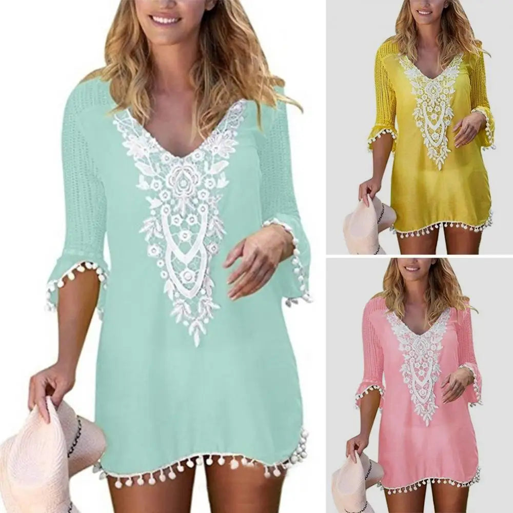 Beach Wear Lace Crochet Cover Up Dress - The Witchy Gypsy