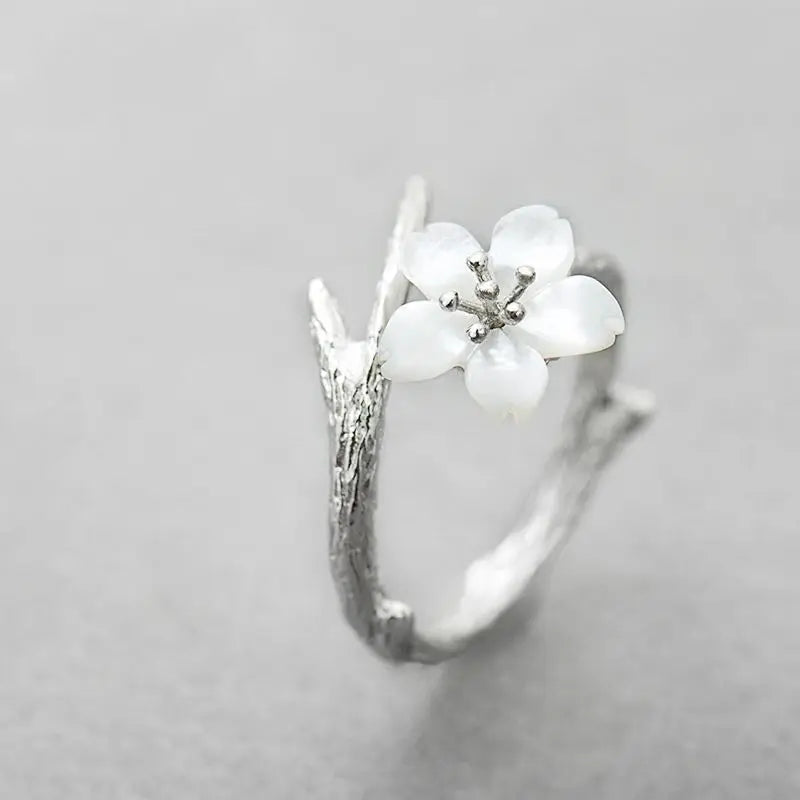 925 silver snow cherry blossom couple ring, Adjustable Ring- The Witchy Gypsy