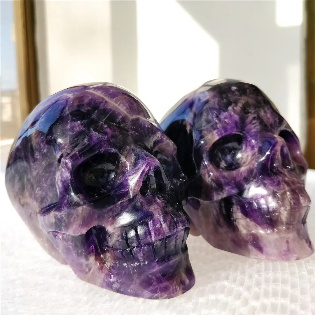 High Quality Natural Brazilian Dream Amethyst Hand-Carved Skull - The Witchy Gypsy