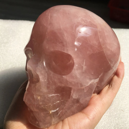 Natural Rose Quartz Crystal Hand Carved Skull - The Witchy Gypsy