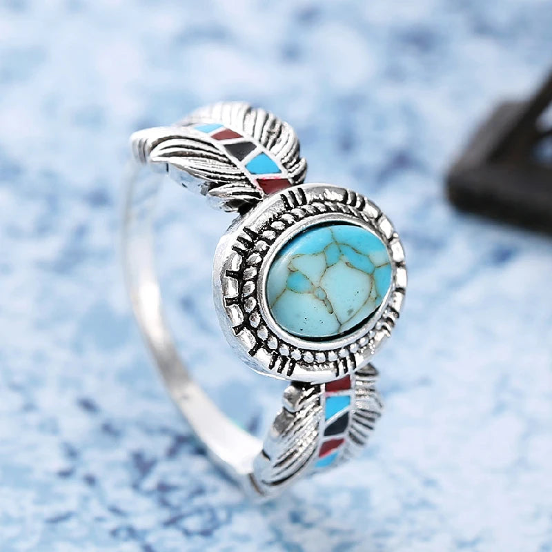 Turquoise Womens Ring 925 Silver Jewelry with Created Turquoise Ring - The Witchy Gypsy