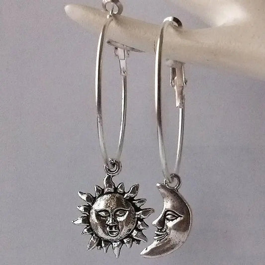 Sun And Moon Celestial Earrings, Witch Jewelry, Silver Jewelry