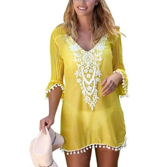 Beach Wear Lace Crochet Cover Up Dress - The Witchy Gypsy