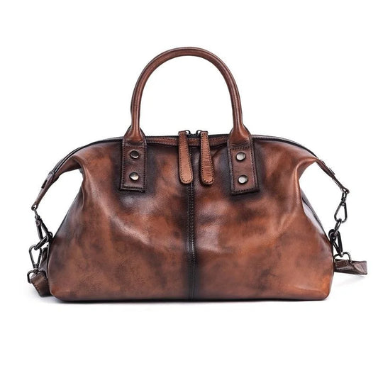 Bohemian Genuine Cowhide Leather Duffle Bag, Weekender Bag - The Witchy Gypsy