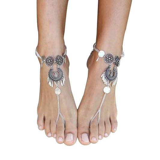 Bohemian Vintage Disc Foot Chain Anklets - The Witchy Gypsy