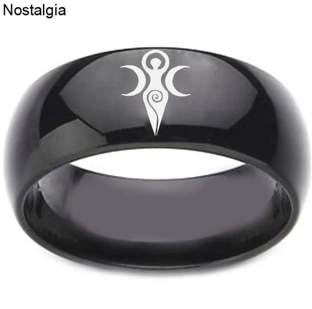 Witchy Pagan Triple Moon Goddess Black Ring The Witchy Gypsy