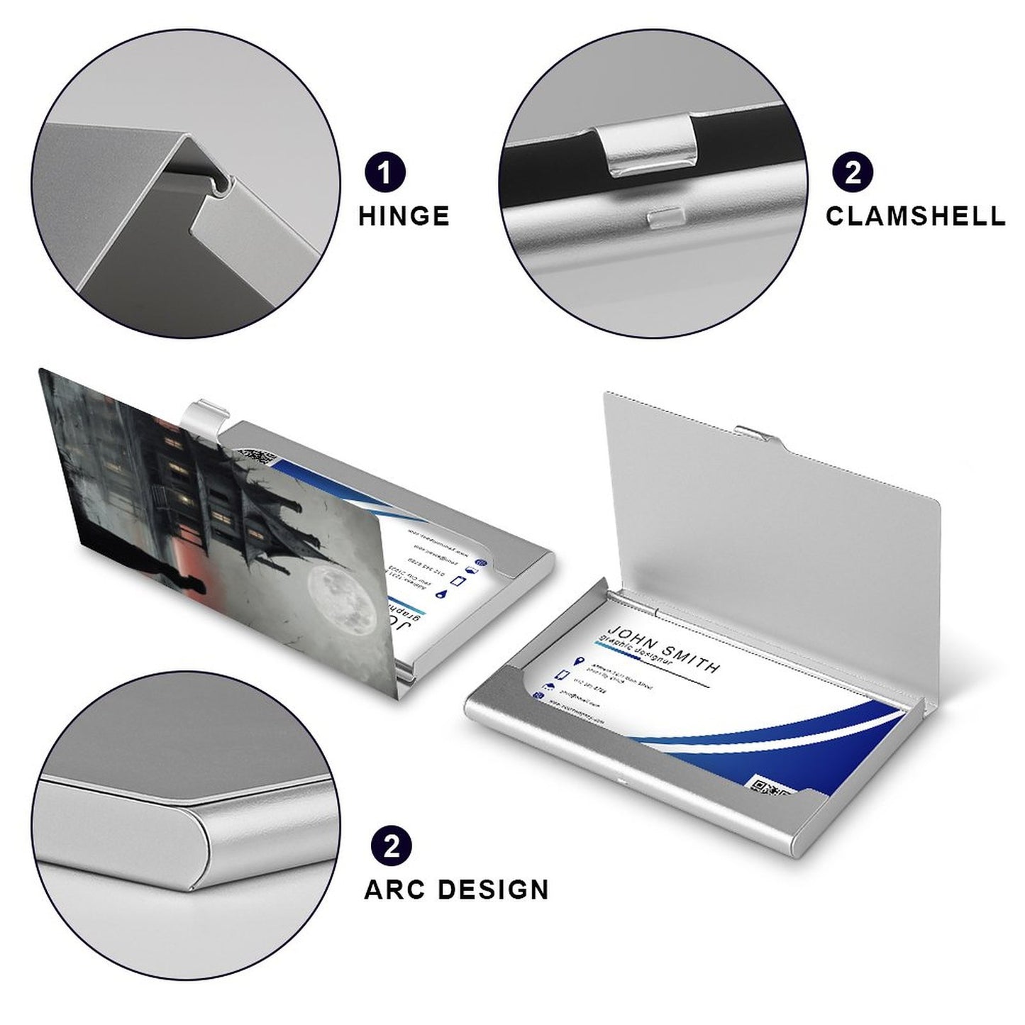 Haunted Night Aluminum Business Card Holder: Witchy Office Decor