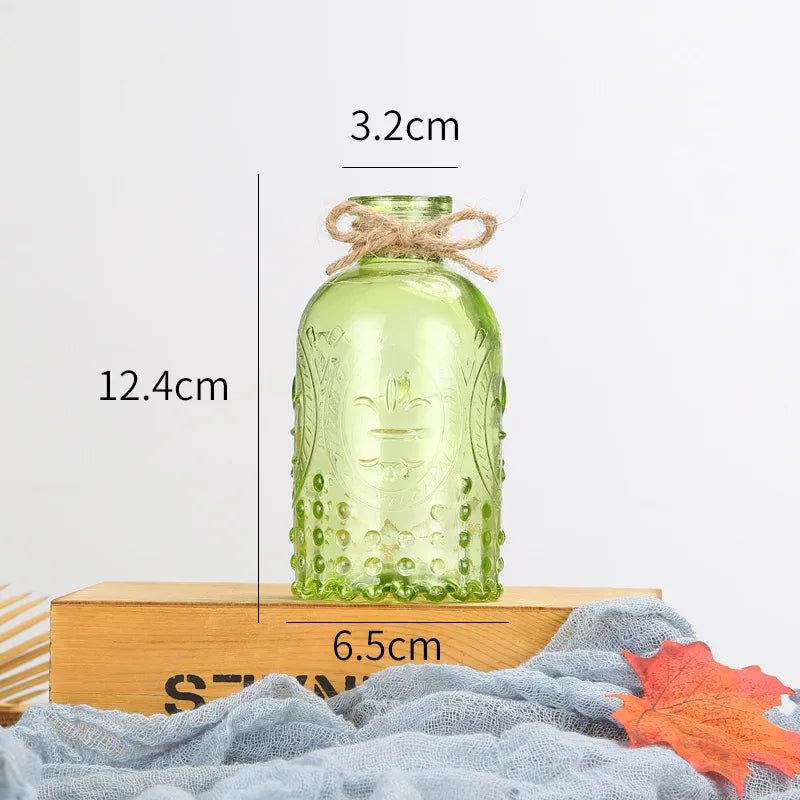 Aromatherapy Vase, Boho Style, Transparent Retro Embossed Glass Bottle