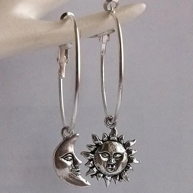 Sun And Moon Celestial Earrings, Witch Jewelry, Silver Jewelry