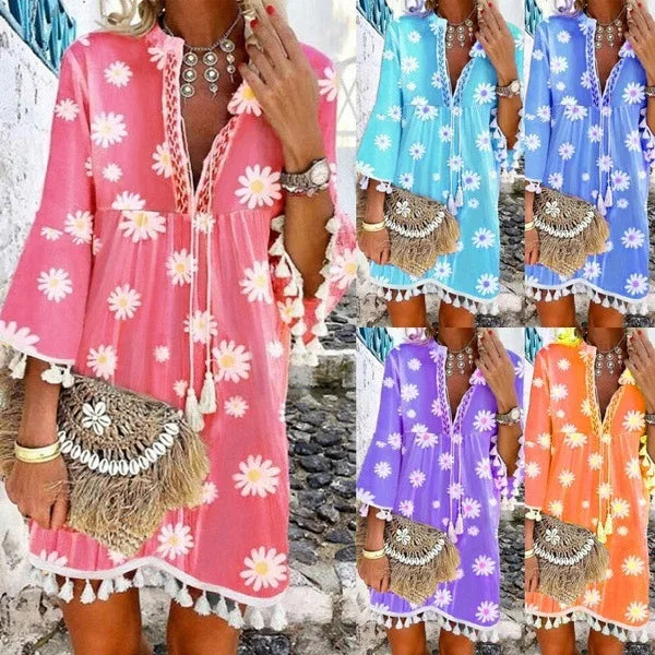 Vintage Tassel Mini Dress/Beach Cover