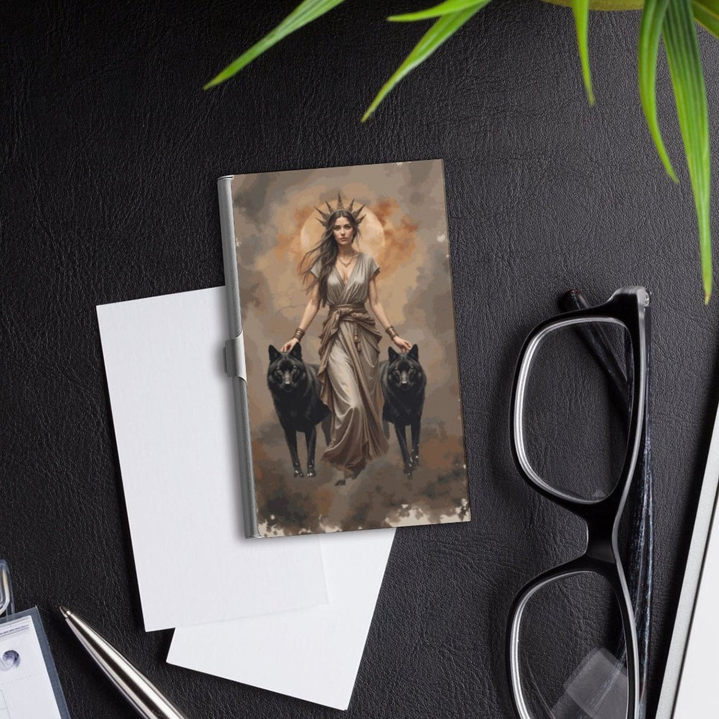 Hecate Business Card Holder: Greek Goddess Witchcraft Art