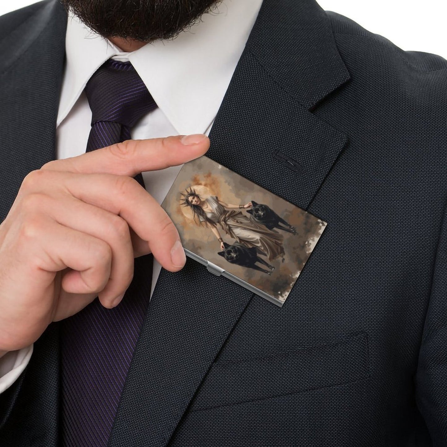 Hecate Business Card Holder: Greek Goddess Witchcraft Art