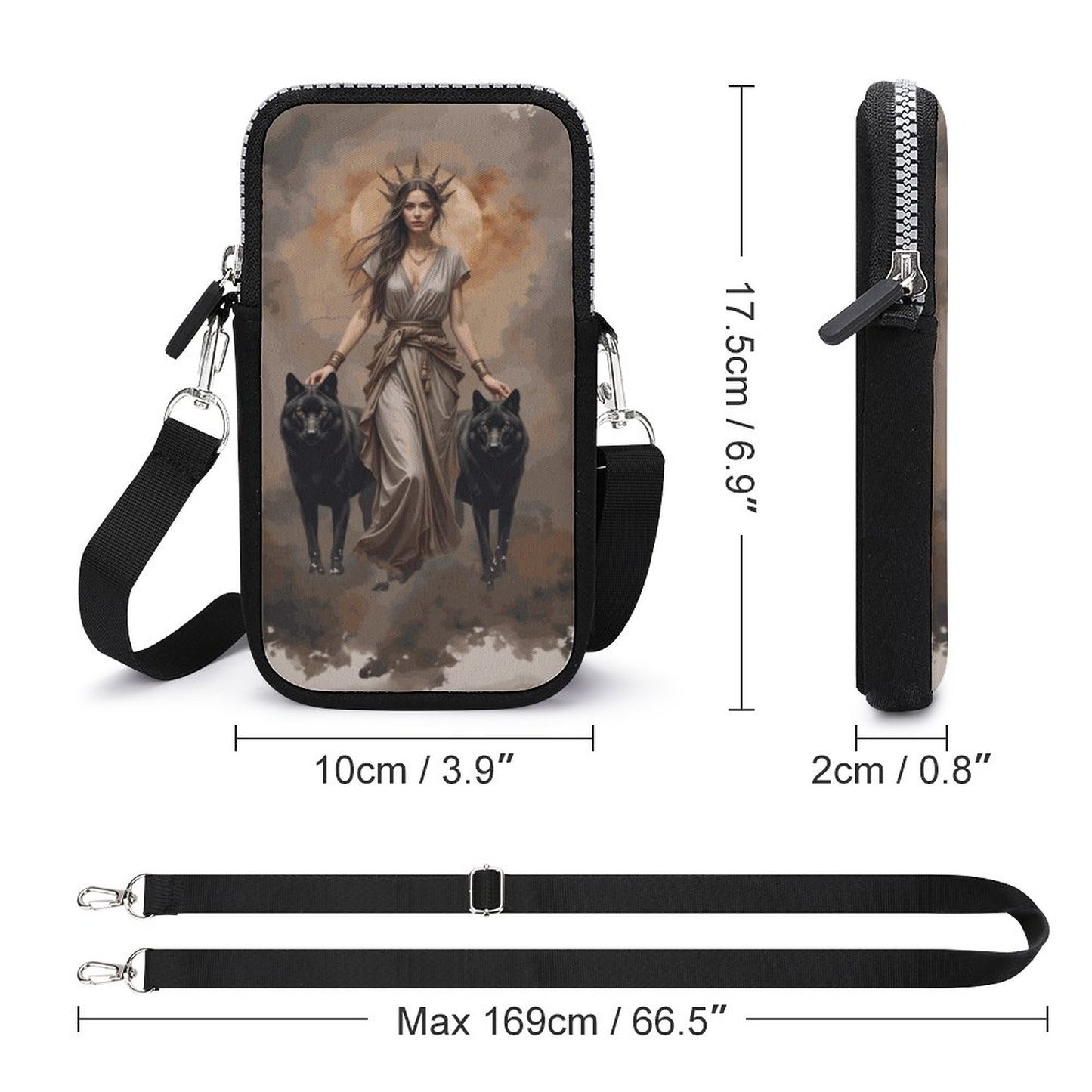 Hecate Cell Phone Crossbody Pouch: Greek Goddess Witchcraft Purse