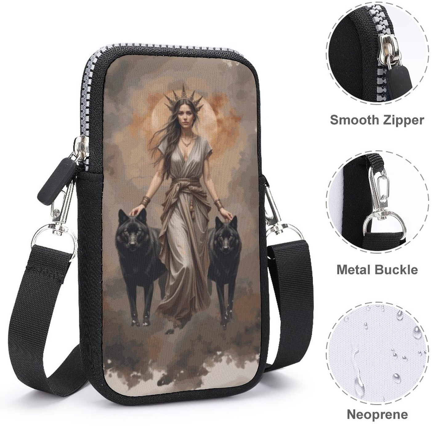 Hecate Cell Phone Crossbody Pouch: Greek Goddess Witchcraft Purse