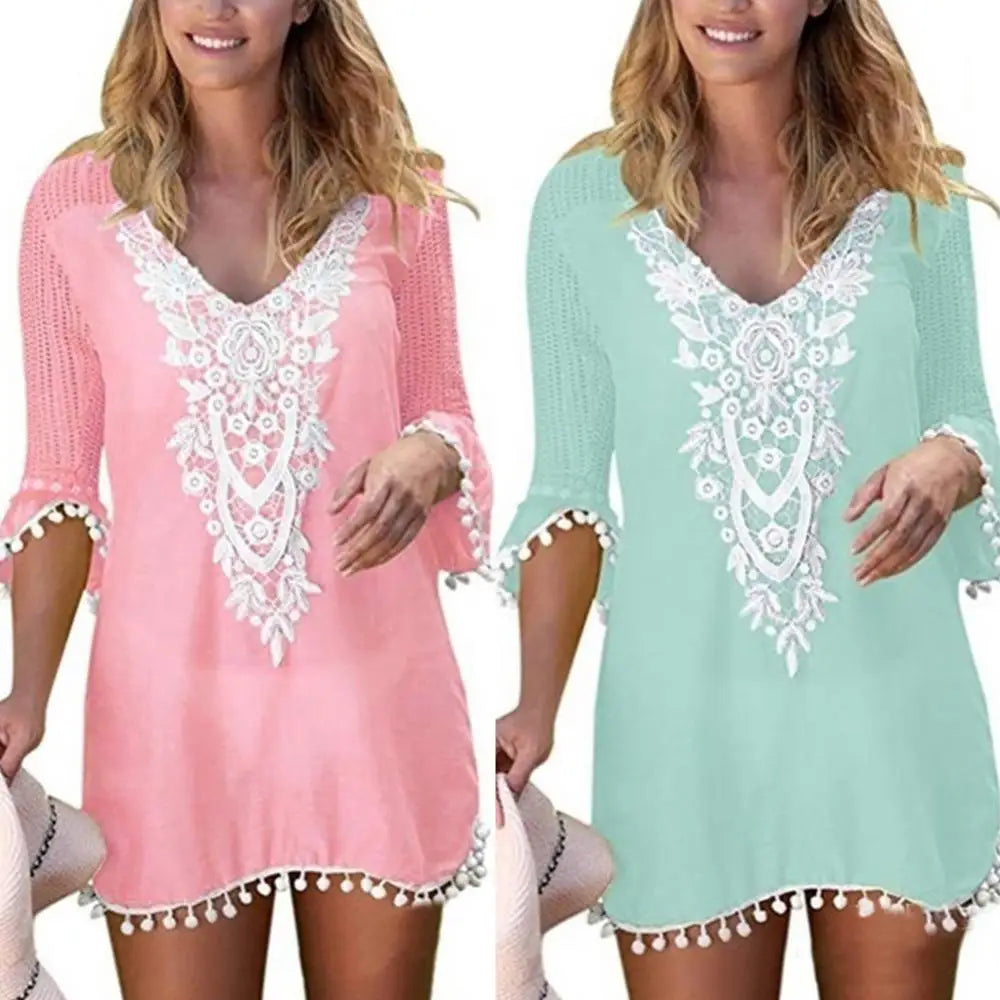 Beach Wear Lace Crochet Cover Up Dress - The Witchy Gypsy